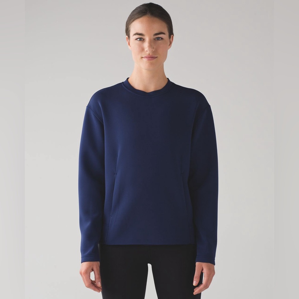 Lululemon Pocket Embrace The Space Crewneck Neoprene Workout Gym Hero Blue Sz 8